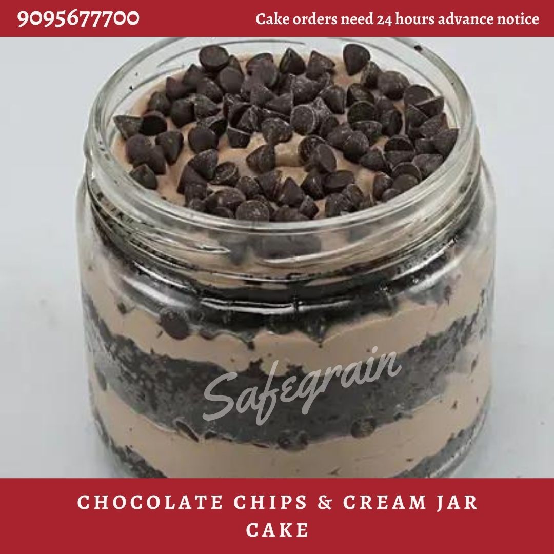 Chocolate Chips and Cream Jar Cake