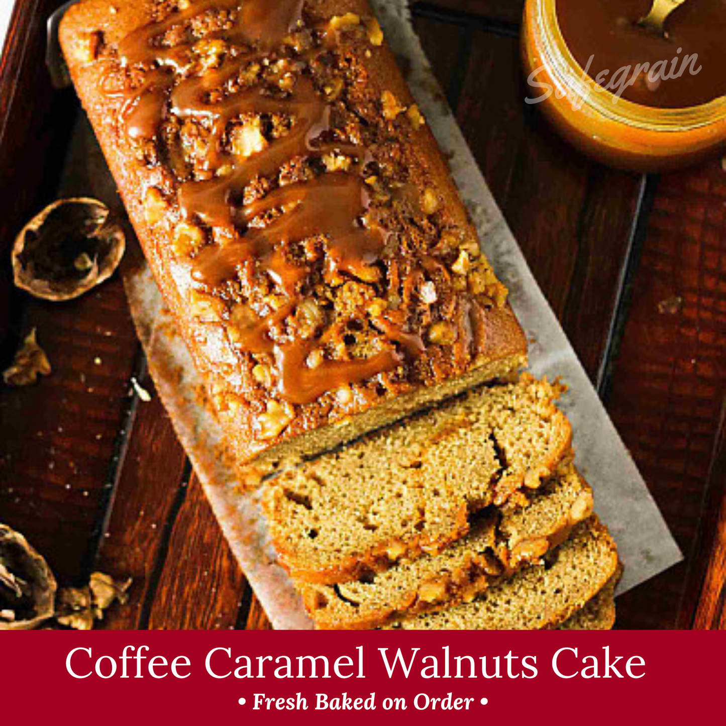 Coffee and Caramel Walnuts Tea Cake