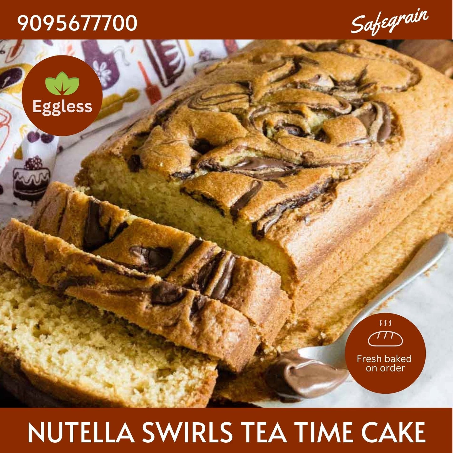 Safegrain Special Eggless Nutella Swirls Tea Time Cake