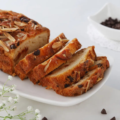 Almonds and Choco Chips Eggless Tea Cake Loaf