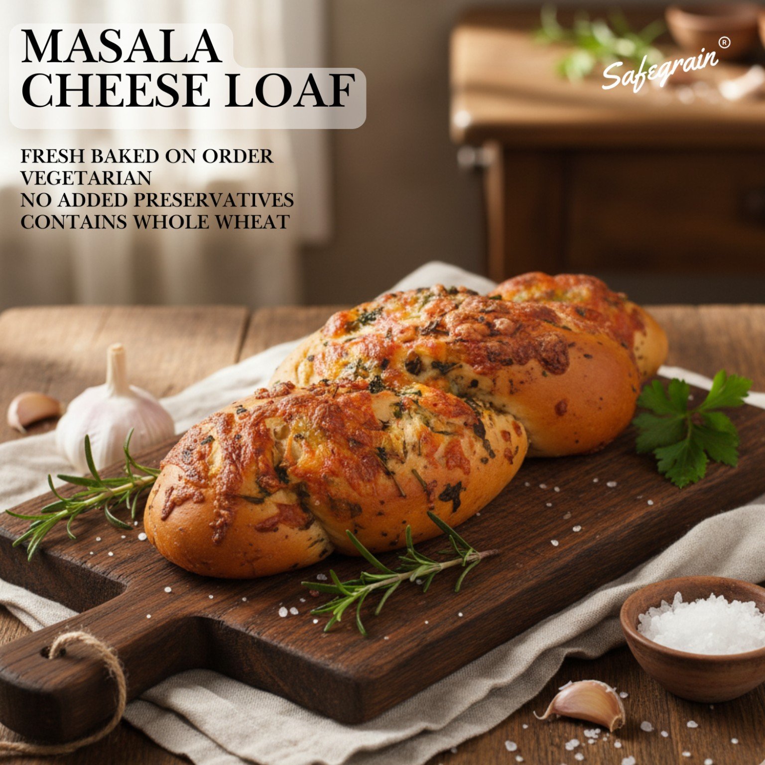 masala cheese loaf Masala Cheese Braided Loaf 300gm - Image 1