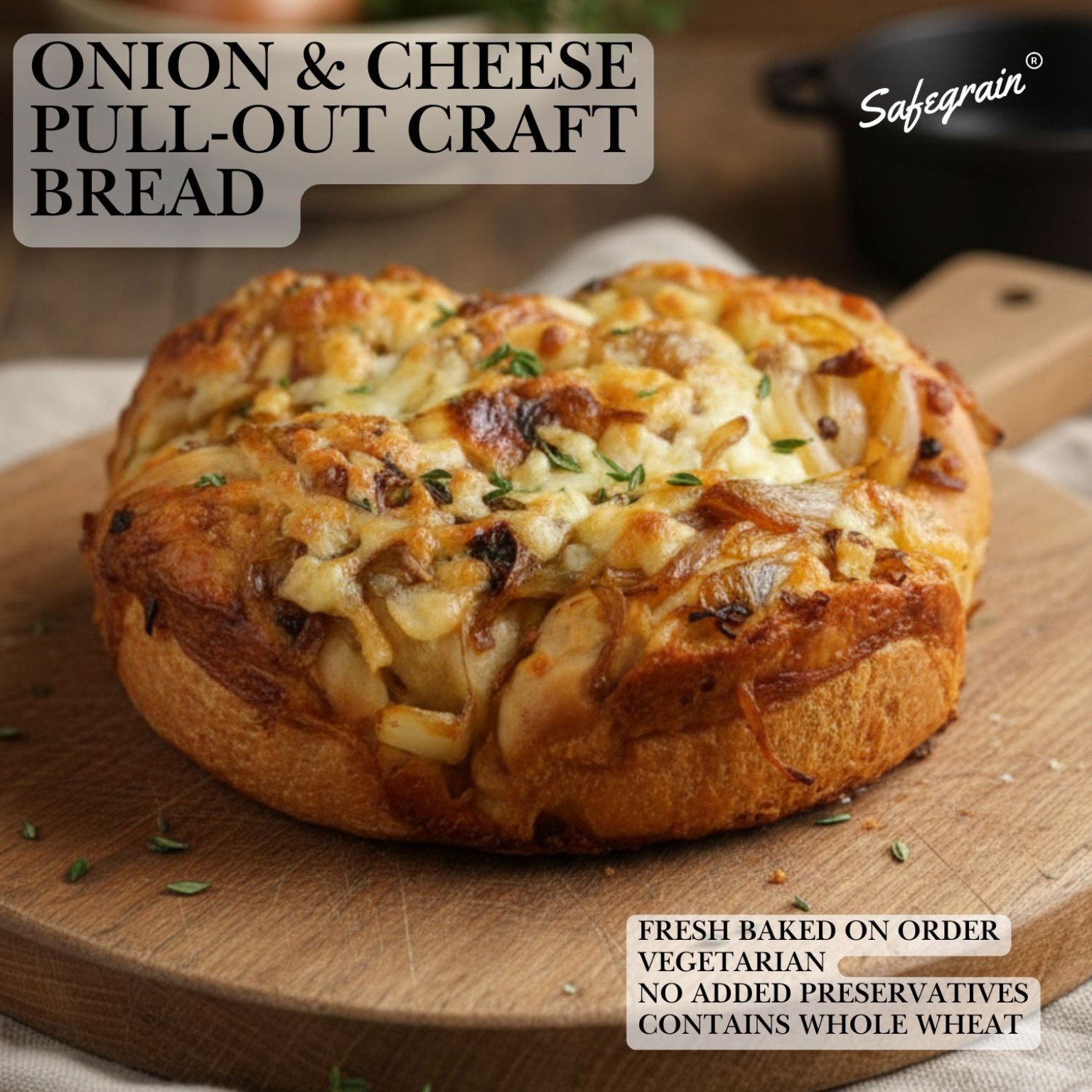 onion cheese pullout bread Onion and Cheese Pullout Tear and Share Bread - Image 1